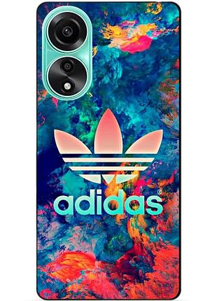 Силиконовый чехол бампер для oppo a78 с рисунком адидас