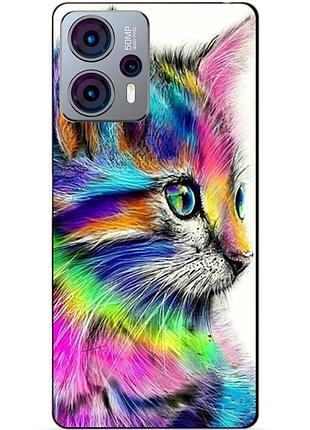 Силиконовый чехол бампер для motorola moto g23 с рисунком акварельный кот
