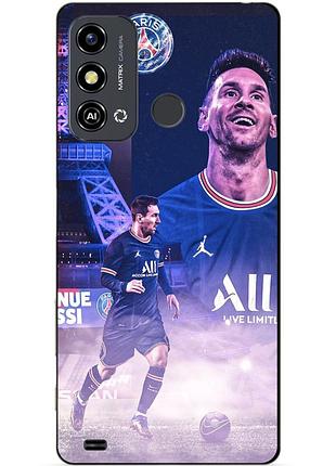 Силиконовый чехол бампер для zte blade a53 с рисунком messi psg месси