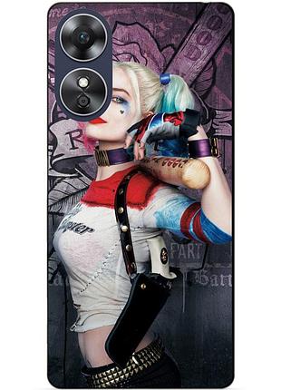 Силиконовый бампер чехол для oppo a17 с рисунком харли квинн