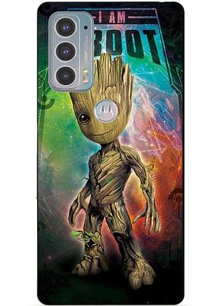 Силиконовый чехол бампер для motorola edge 20 с рисунком groot грут стражи галактики