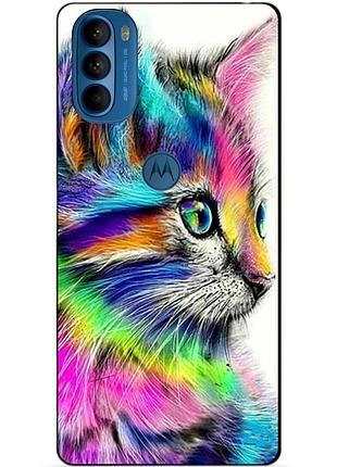 Силиконовый чехол бампер для motorola moto g31 с рисунком акварельный кот