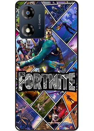 Силиконовый чехол бампер для motorola moto e13 с картинкой фортнайт fortnite