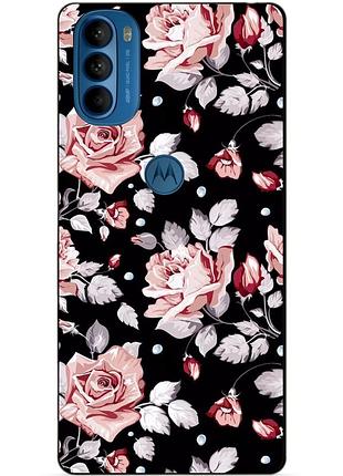 Силиконовый чехол бампер для motorola moto g41 с рисунком розы цветы