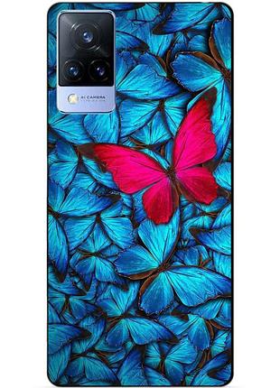 Силиконовый бампер чехол для vivo v21 с рисунком мотыльки