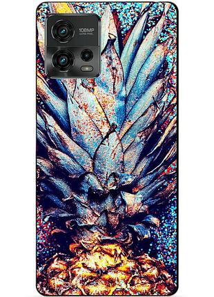 Силиконовый чехол бампер для motorola moto g72 с рисунком ананас