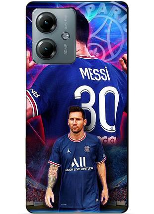 Силиконовый чехол бампер для motorola moto g14 с рисунком месси псж messi