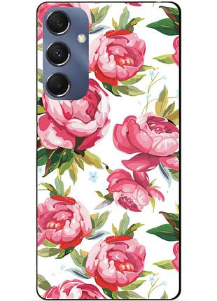 Силиконовый чехол бампер для samsung m34 5g с рисунком пионы цветы