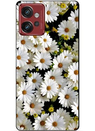 Силіконовий чохол бампер для motorola moto g32 з малюнком ромашки квіти