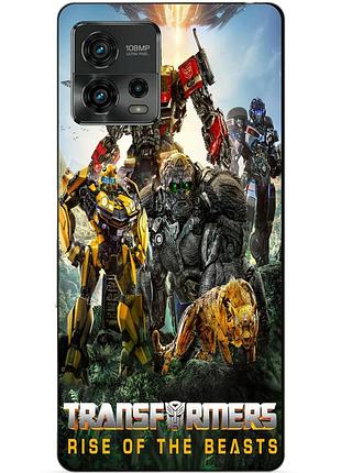 Силиконовый чехол бампер для motorola moto g72 звероботы трансформеры transformers