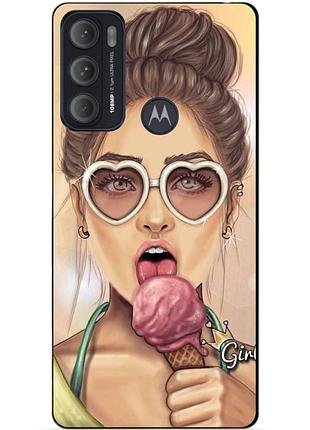 Силиконовый чехол бампер для motorola moto g60 с рисунком мороженое