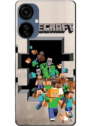 Силиконовый чехол бампер для tecno camon 19 neo с картинкой minecraft майнкрафт