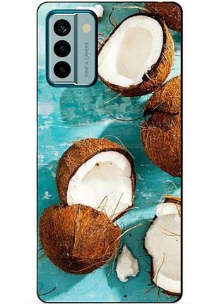 Силиконовый чехол бампер для nokia g22 с рисунком кокосы