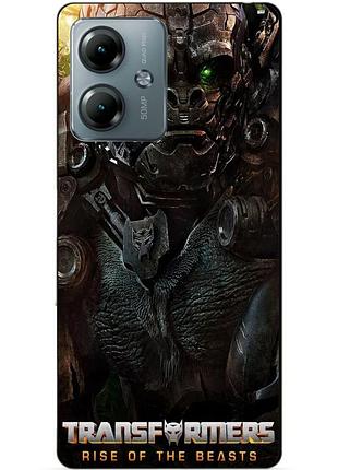 Силиконовый чехол бампер для motorola moto g14 с рисунком оптимус праймал звероботы трансформеры transformers