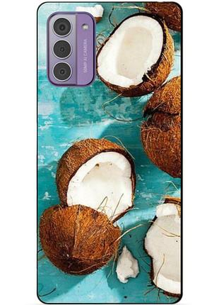 Силиконовый чехол бампер для nokia g42 с рисунком кокосы