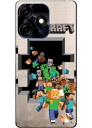 Силиконовый чехол бампер для tecno spark 10c с картинкой minecraft майнкрафт