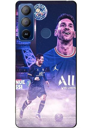 Силіконовий чохол бампер для tecno pop 5 lte з малюнком messi psg мессі