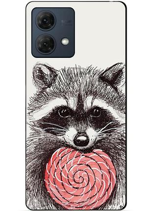 Силиконовый чехол бампер для motorola moto g84 с рисунком енот