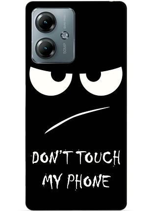 Силиконовый чехол бампер для motorola moto g14 с рисунком глаза dont touch my phone