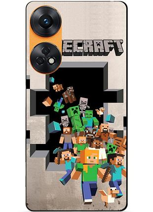 Силіконовий бампер чохол для oppo reno 8t з картинкою minecraft майнкрафт