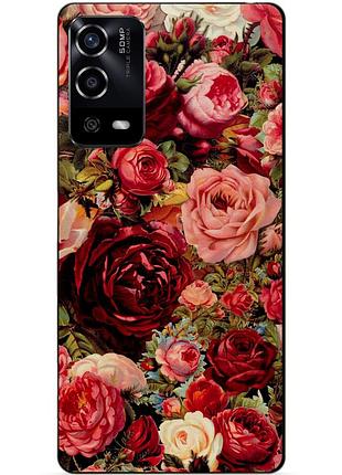 Силіконовий чохол бампер для oppo a55 з малюнком червоні троянди квіти