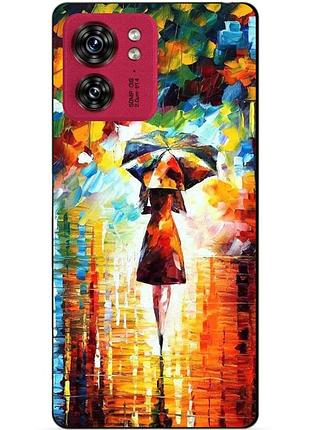 Силиконовый чехол бампер для motorola edge 40 с рисунком прогулка