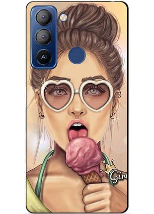 Силиконовый чехол бампер для tecno pop 5 pro с рисунком мороженое