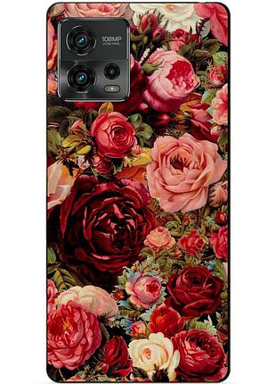 Силіконовий чохол бампер для motorola moto g72 з малюнком червоні троянди квіти