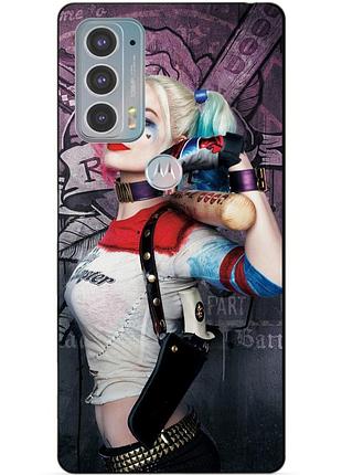 Силиконовый чехол бампер для motorola edge 20 с рисунком харли квинн