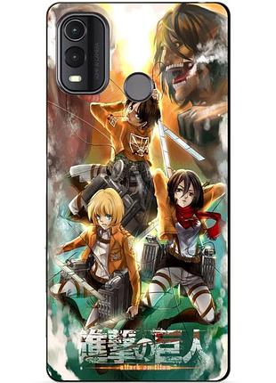 Силиконовый чехол бампер для nokia g11 plus с рисунком атака на титанов attack on titan