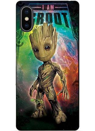 Силиконовый чехол бампер для iphone x 10 с рисунком groot грут стражи галактики