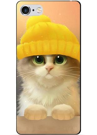 Силиконовый чехол бампер для iphone 6 с рисунком котик в шапке