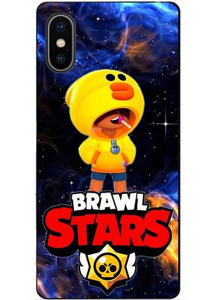 Силиконовый чехол бампер для iphone xs с героем космический бравл леон утка