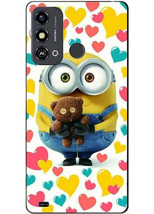 Силиконовый чехол бампер для zte blade a53 с рисунком миньон боб minion