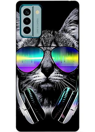 Силиконовый чехол бампер для nokia g22 с рисунком музыкальный кот