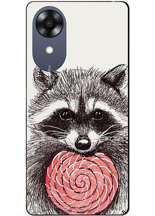 Силиконовый чехол бампер для oppo a17k с рисунком енот