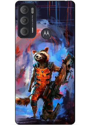 Силиконовый чехол бампер для motorola moto g60 с рисунком енот ракета стражи галактики