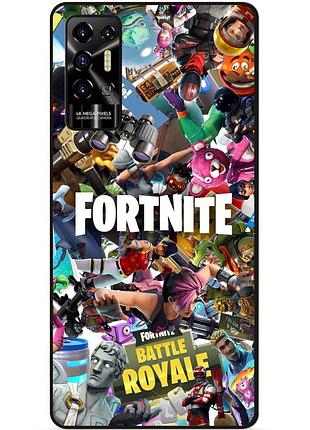 Силиконовый чехол бампер для tecno pova 2 с картинкой fortnite фортнайт