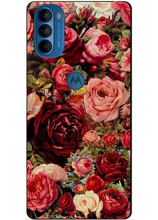 Силиконовый чехол бампер для motorola moto g41 с рисунком красные розы цветы
