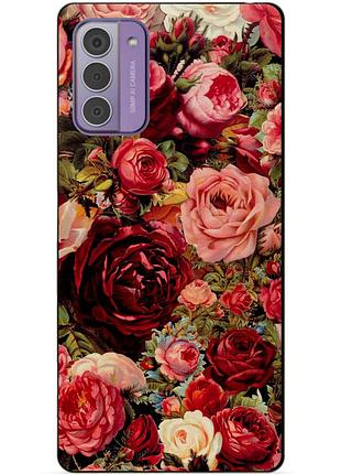 Силиконовый чехол бампер для nokia g42 с рисунком красные розы цветы