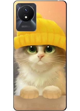 Силіконовий чохол бампер для vivo y02 з малюнком котик у шапці