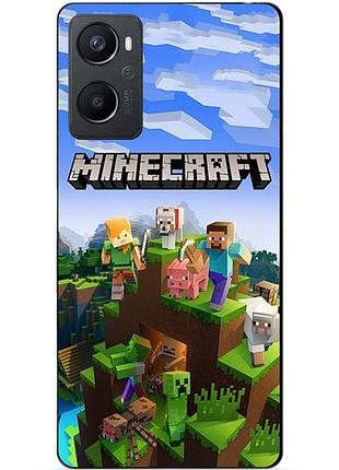 Силиконовый чехол бампер для oppo a96 с рисунком minecraft майнкрафт