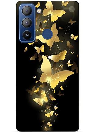 Силіконовий чохол бампер для tecno pop 5 pro з малюнком золоті метелики метелики метелики