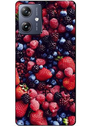 Силиконовый чехол бампер для motorola moto g54 с рисунком ягоды