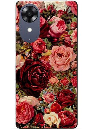 Силиконовый чехол бампер для oppo a17k с рисунком красные розы цветы