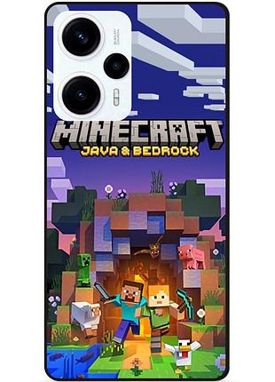 Силиконовый чехол бампер для xiaomi poco f5 с картинкой майнкрафт minecraft