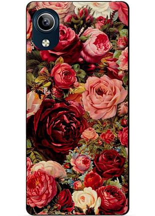Силиконовый чехол бампер для vivo y91c с рисунком красные розы цветы