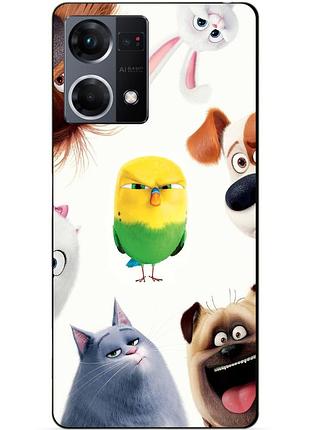 Силіконовий чохол бампер для oppo reno 7 з малюнком таємне життя домашніх животних