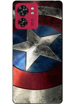 Силиконовый чехол бампер для motorola edge 40 с рисунком капитан америка супергерой marvel