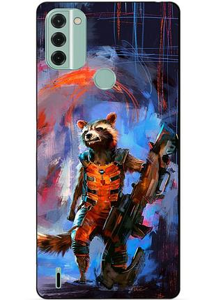Силиконовый чехол бампер для nokia c31 с рисунком енот ракета стражи галактики